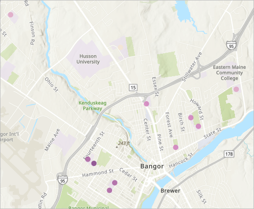 Summarized population under 18 surrounding potential school locations. Summarized population under 18 surrounding potential school locations.