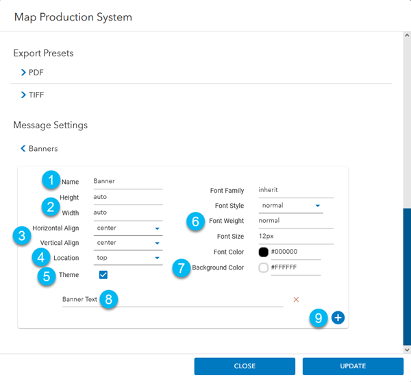 Banner properties and options Banner properties and options