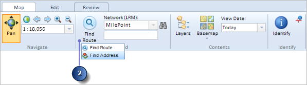 Select Find Address in Roadway Characteristics Editor